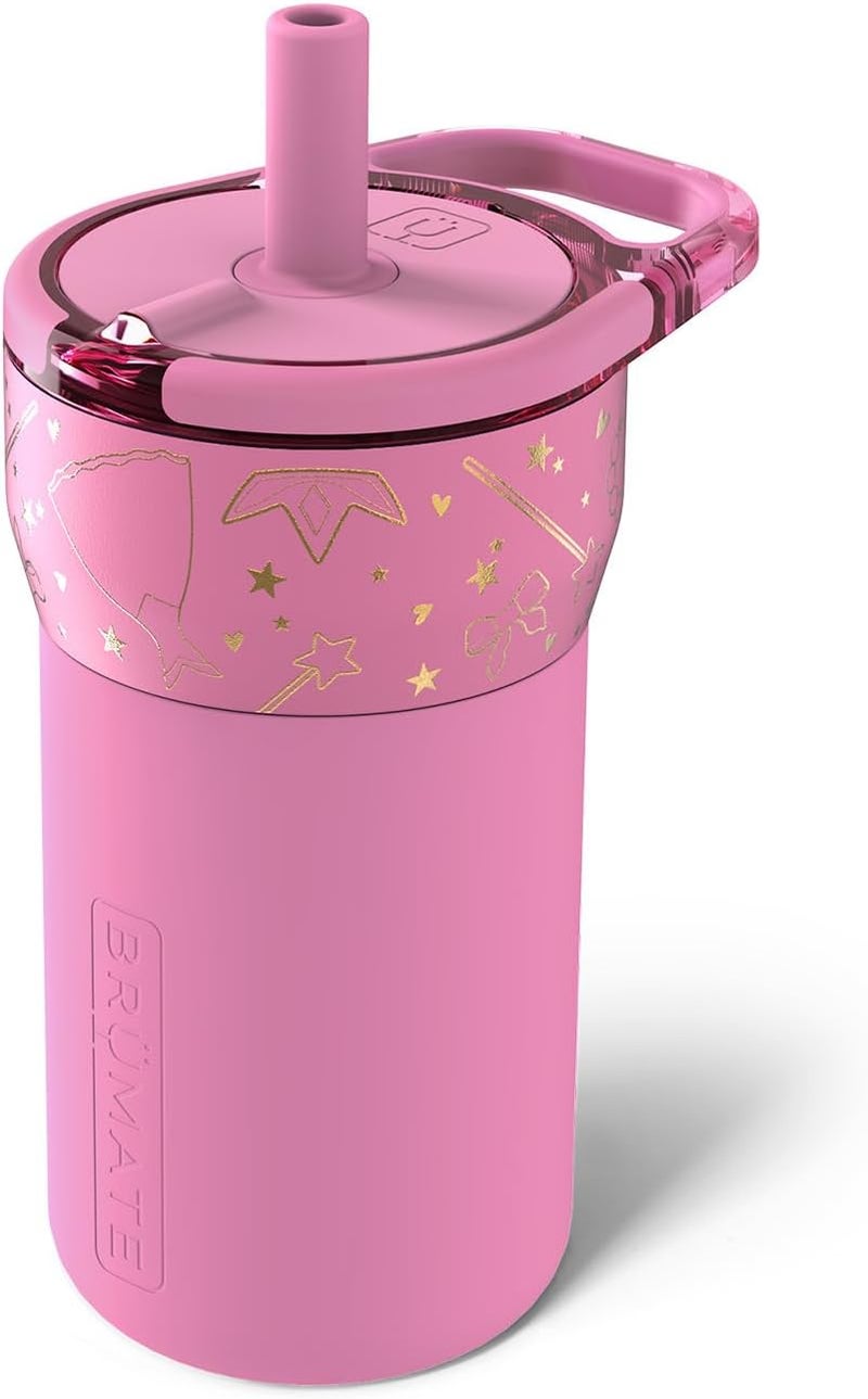 BrÃ¼Mate Leap 12oz 100% Leakproof Kids Tumbler with Handle and Silicone Soft Straw | Drop Resistant Silicone Sleeve | For Kids 4+ | Insulated Stainless Steel | Cup Holder Friendly | 12oz (Princess) - Image 1